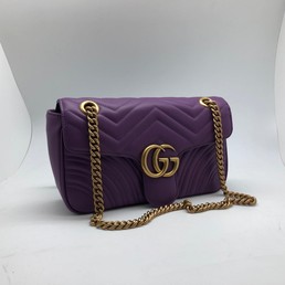 Женская сумка Gucci Marmont кожаная фиолетовая 26х15