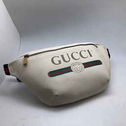 Женская поясная сумка Gucci кожаная белая