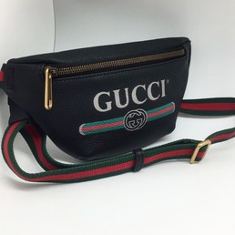 Женская поясная сумка Gucci кожаная черная