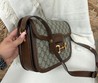 Женская сумка Gucci 1955 Horsebit серая с коричневым