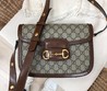 Женская сумка Gucci 1955 Horsebit серая с коричневым