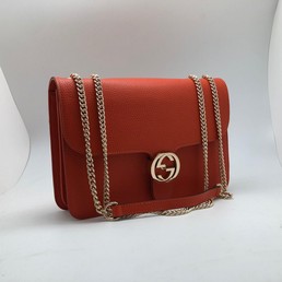 Женская сумка Gucci кожаная оранжевая