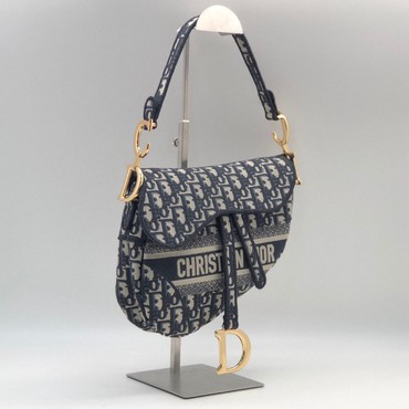 Женская сумка Christian Dior Saddle синяя с бежевым