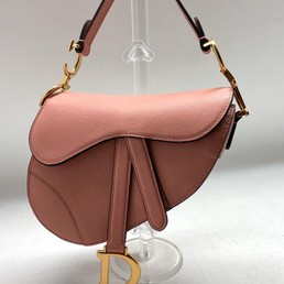 Женская сумка Christian Dior Saddle Mini кожаная пудровая