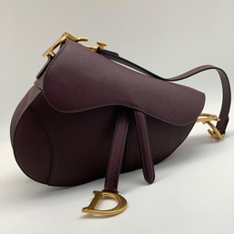 Женская сумка Christian Dior Saddle кожаная бордовая