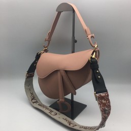 Женская сумка Christian Dior Saddle кожаная пудровая