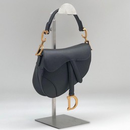 Женская сумка Christian Dior Saddle Mini кожаная черная