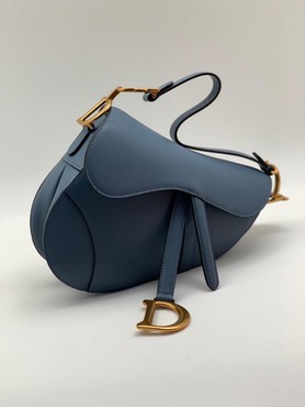 Женская сумка Christian Dior Saddle кожаная синяя