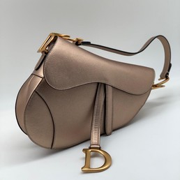 Женская сумка Christian Dior Saddle кожаная золотистая
