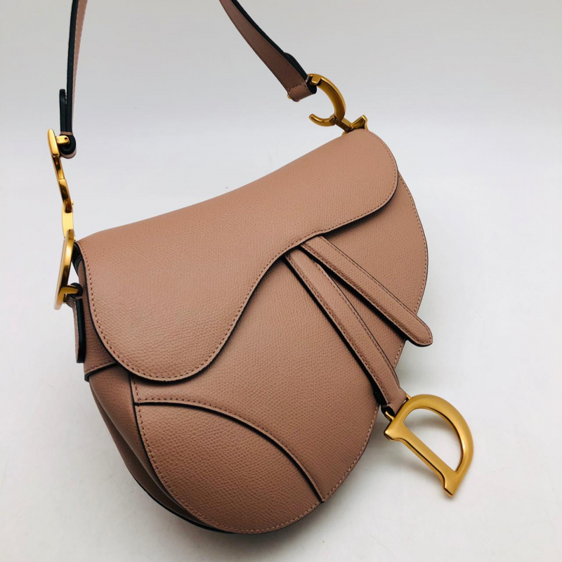 Женская сумка Christian Dior Saddle кожаная бежевая