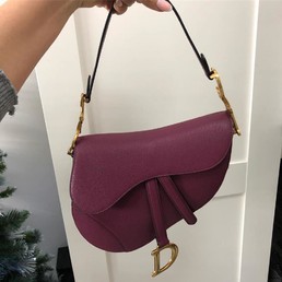 Женская сумка Christian Dior Saddle кожаная бордовая