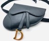 Женская поясная сумка Christian Dior Saddle кожаная темно-синяя