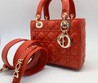 Женская кожаная сумка Christian Dior Lady красная
