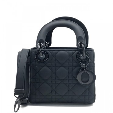 Женская сумка Christian Dior Lady Mini кожаная черная