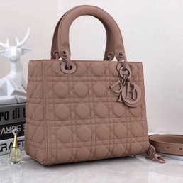 Женская сумка Christian Dior Lady кожаная пудровая