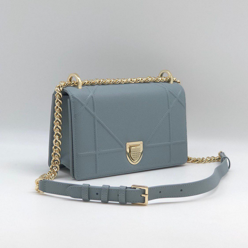 Женская сумка Christian Dior Diorama кожаная голубая
