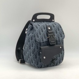 Женский рюкзак Christian Dior черный с голубым орнаментом