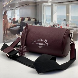 Женская сумка Christian Dior кожаная бордовая