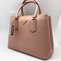 Женская кожаная сумка Prada Double Bag пудра