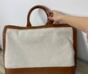 Женская сумка-тоут Yves Saint Laurent коричневая с белым