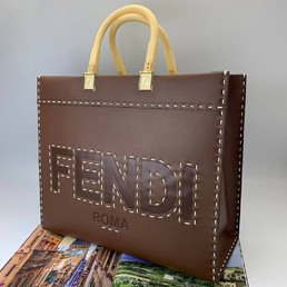 Сумка Fendi Sunshine кожаная коричневая