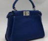 Женская сумка Fendi Peekaboo Mini кожаная синяя