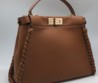Женская сумка Fendi Peekaboo Medium кожаная коричневая