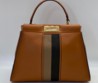Женская сумка Fendi Peekaboo Medium кожаная коричневая