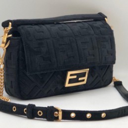Женская сумка Fendi Baguette Medium черная бархат
