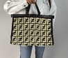 Женская сумка Fendi Sunshine черная с белым орнаментом