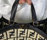 Женская сумка Fendi Sunshine черная с белым орнаментом