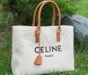 Женская пляжная сумка Celine молочная текстиль