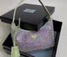 Женская сумка Prada Re-Edition 2000 фисташковая со стразами