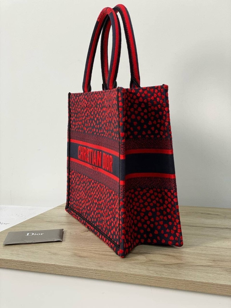 Женская сумка-тоут Christian Dior Book Tote красная с черным