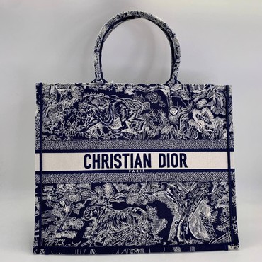 Женская сумка-тоут Christian Dior Book Tote с синим рисунком