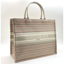 Женская сумка-тоут Christian Dior Book Tote цветные полоски