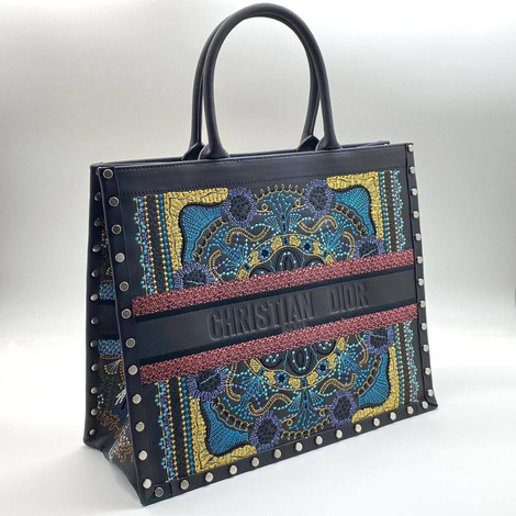 Женская сумка-тоут Christian Dior Book Tote кожаная синяя 41 см