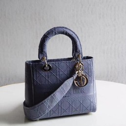 Женская сумка Christian Dior Lady голубая текстиль