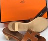 Женские босоножки Hermes кожаные коричневые