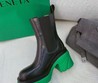 Женские ботинки Bottega Veneta черные с зеленой подошвой