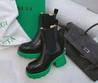 Женские ботинки Bottega Veneta черные с зеленой подошвой