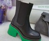 Женские ботинки Bottega Veneta черные с зеленой подошвой