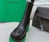Женские ботинки Bottega Veneta черные с зеленой подошвой