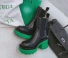 Женские ботинки Bottega Veneta черные с зеленой подошвой