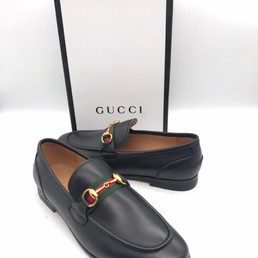 Мужские лоферы Gucci 2021-2022 черные кожаные