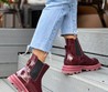 Женские ботинки Alexander McQueen бордовые кожаные