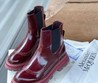 Женские ботинки Alexander McQueen бордовые кожаные