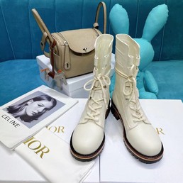 Женские ботинки Christian Dior 2021 белые кожаные
