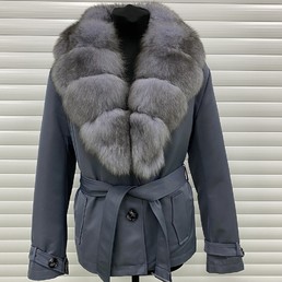 Серый тренч с мехом песца (Серый)