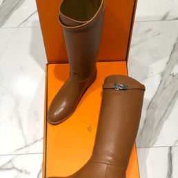 Женские сапоги Hermes 2021 коричневые кожаные